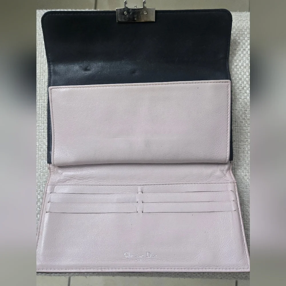 Christan Dior Miss Dior Calf Skin Black Wallet